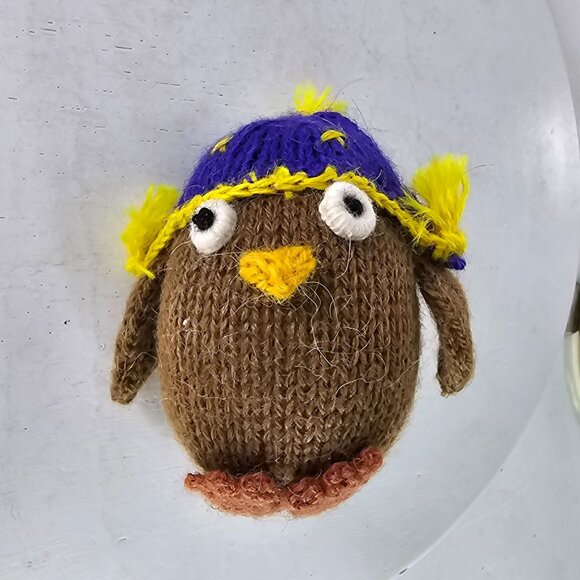 Handmade Melange Collection Alpaca Wool Knit Owl Plush Toy Peru 3.5" - Picture 7 of 8